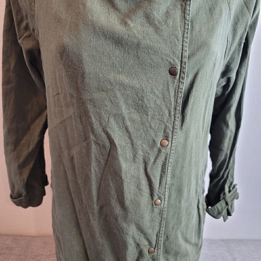 LOVE TREE Off Set Front Button Green Jacket - Picture 3 of 6